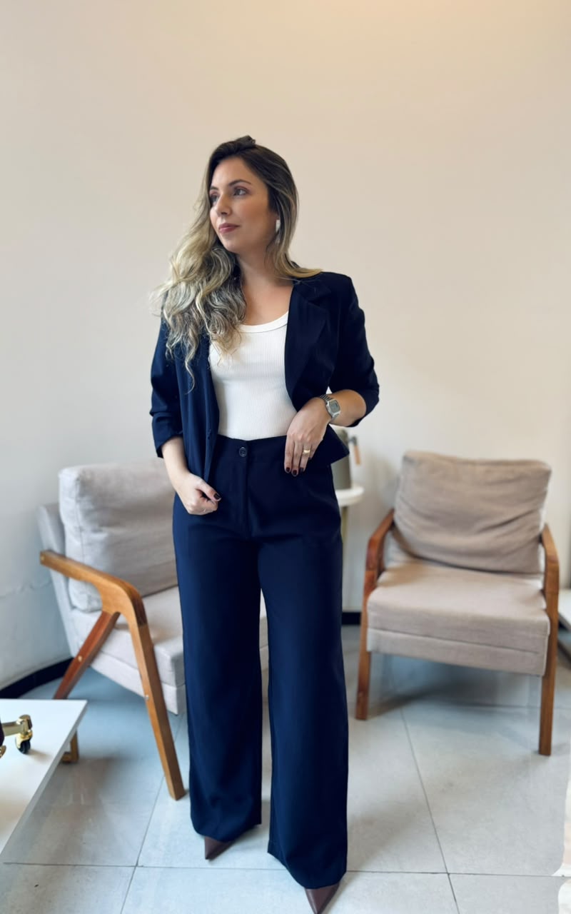 Look Zaya — blazer com calça pantalona